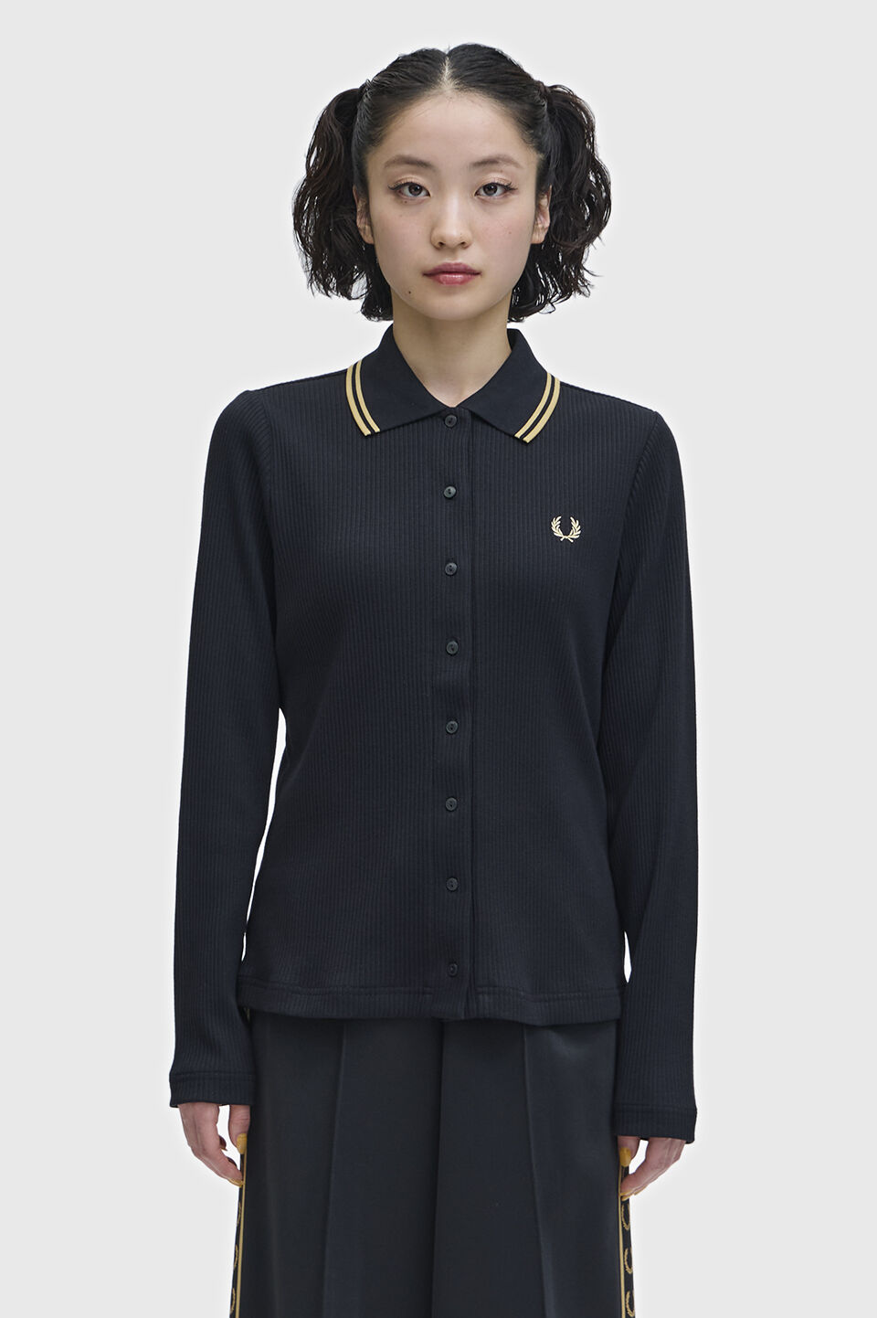 FRED PERRY 「Button Through Rib Polo Shirt／ボタンスルーリブポロシャツ」|ポロシャツ|