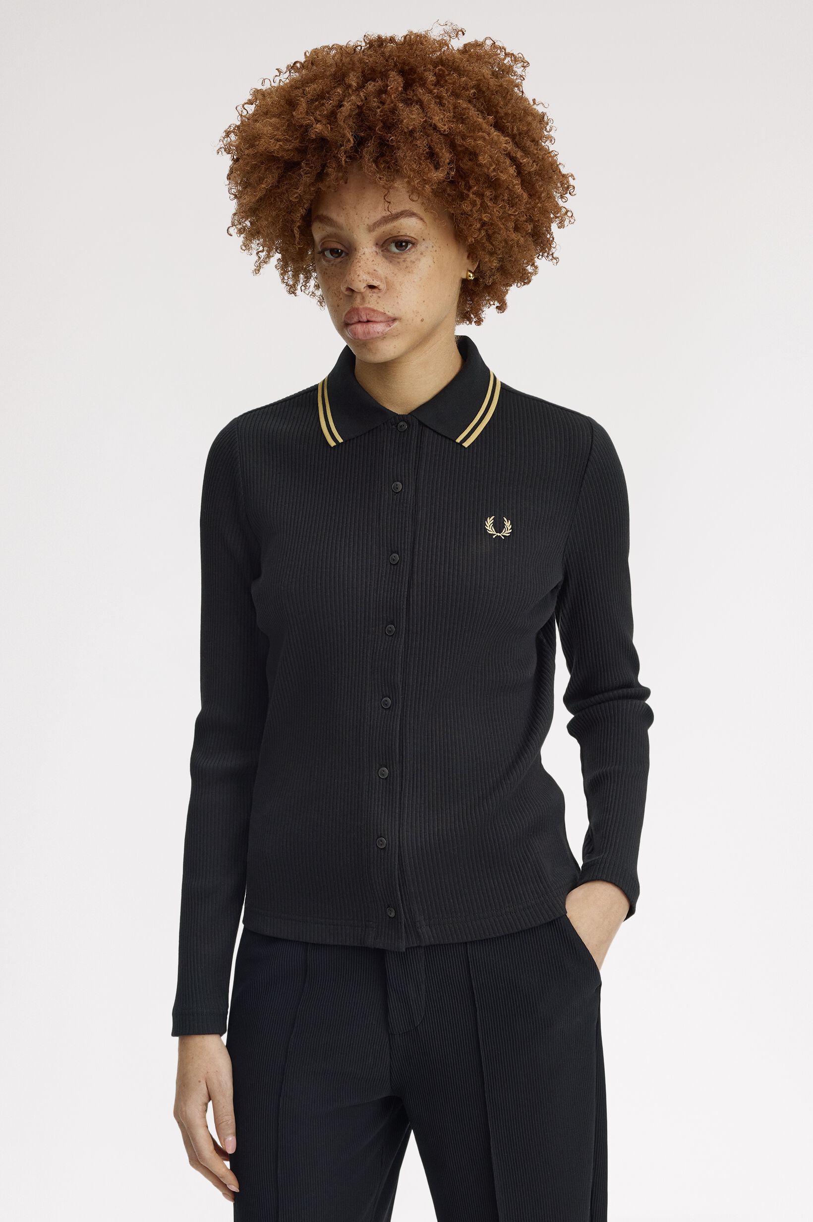 FRED PERRY 「Button Through Rib Polo Shirt／ボタンスルーリブポロシャツ」|ポロシャツ|