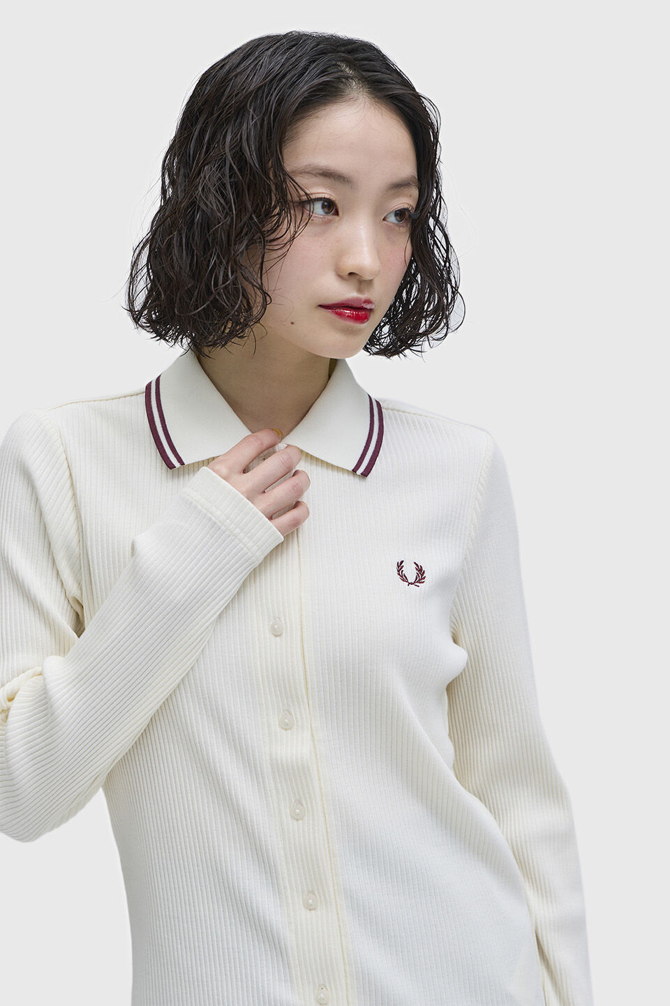 FRED PERRY 「Button Through Rib Polo Shirt／ボタンスルーリブポロシャツ」|ポロシャツ|ECRU