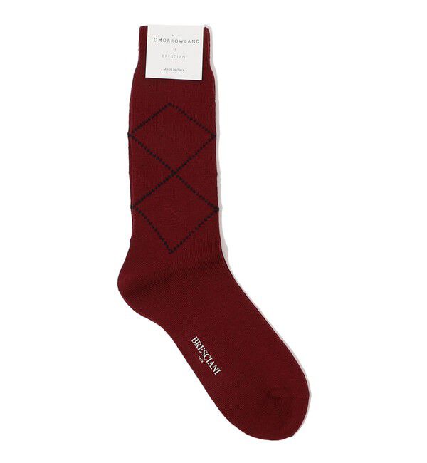 TOMORROWLAND GOODS「BRESCIANI ウールナイロン アーガイルソックス」|ソックス|38 ダークレッド系