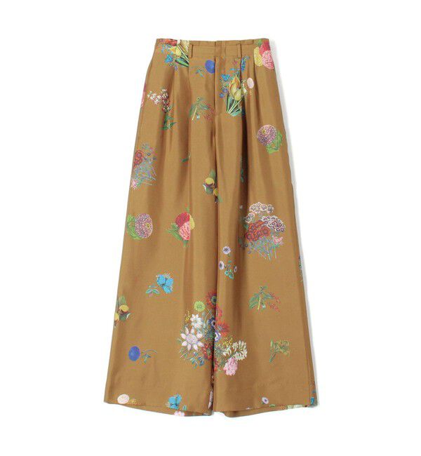 CABaN「シルク BOUQUETプリント 2タックワイドパンツ 」|その他|46 ブラウン系