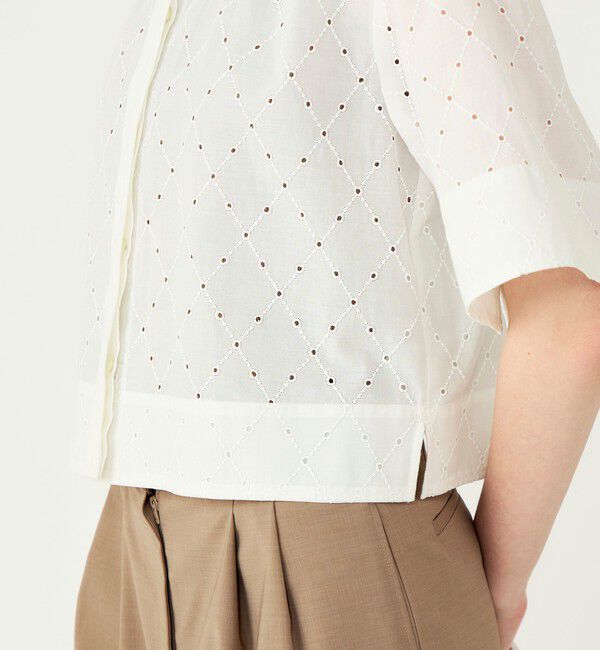 Ballsey「アイレットダイヤエンブロイダリー ハーフスリーブシャツブラウス」|シャツ・ブラウス|