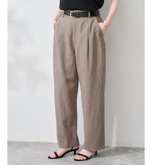 SLOBE IENA「《セットアップ対応可》リネン混パンツ」|その他|カーキ
