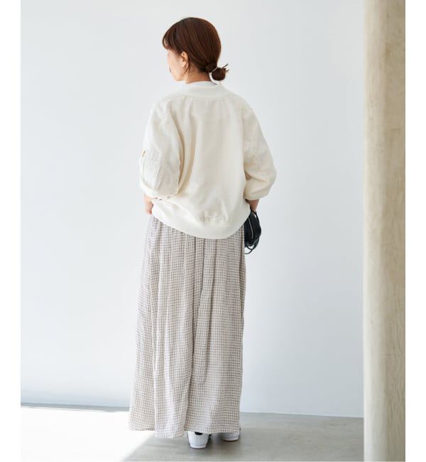 IENA「《セットアップ対応》フレンチリネンチェックタックギャザースカート」|スカート|