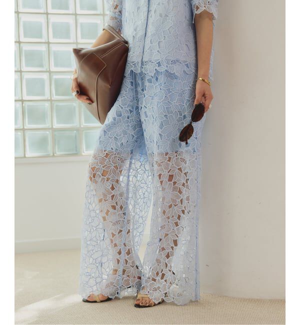VERMEIL par iena「Cutwork Lace イージーパンツ」|その他|サックスブルー