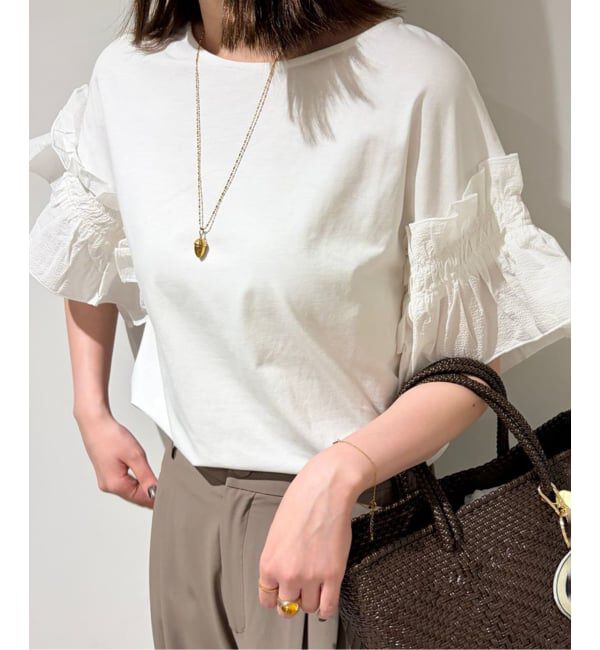 SLOBE IENA「《汗染み防止》フリルスリーブプルオーバー」|Tシャツ・カットソー|