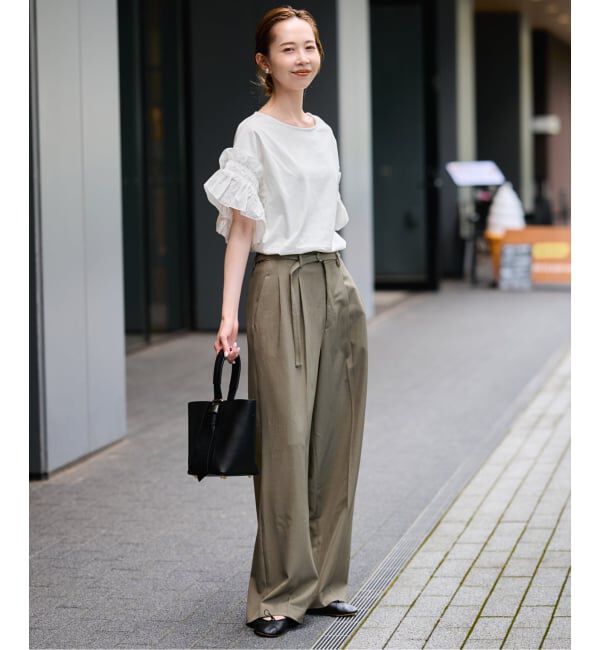 SLOBE IENA「《汗染み防止》フリルスリーブプルオーバー」|Tシャツ・カットソー|