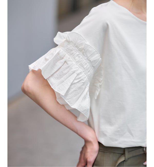SLOBE IENA「《汗染み防止》フリルスリーブプルオーバー」|Tシャツ・カットソー|