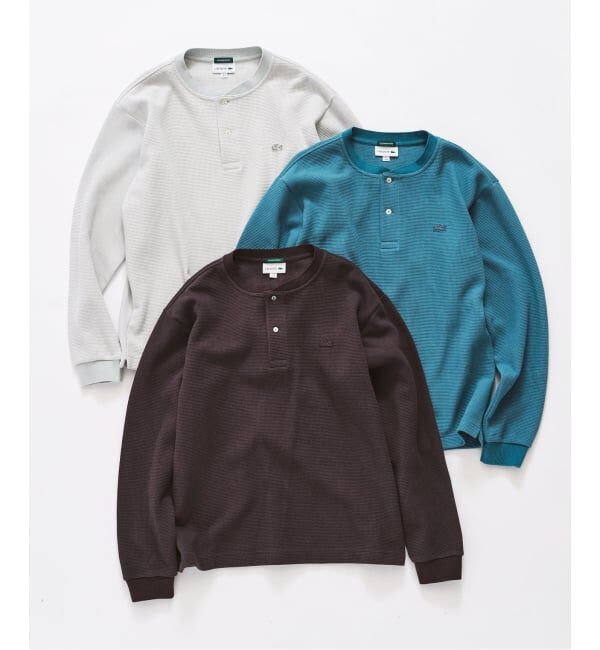 417 EDIFICE「LACOSTE &times; 417 ヘンリーネック ワッフルTシャツ」|Tシャツ・カットソー|