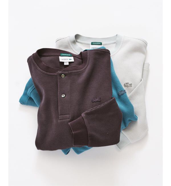 417 EDIFICE「LACOSTE &times; 417 ヘンリーネック ワッフルTシャツ」|Tシャツ・カットソー|