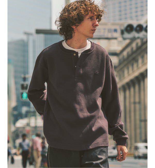417 EDIFICE「LACOSTE &times; 417 ヘンリーネック ワッフルTシャツ」|Tシャツ・カットソー|