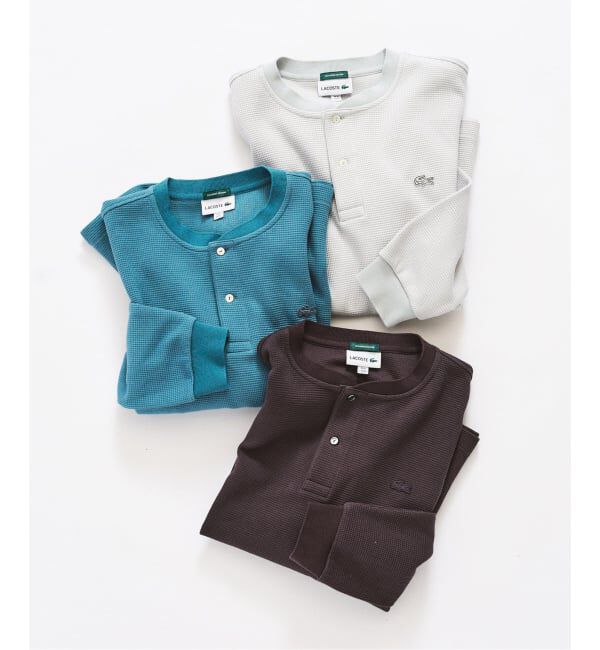 417 EDIFICE「LACOSTE &times; 417 ヘンリーネック ワッフルTシャツ」|Tシャツ・カットソー|