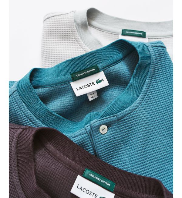 417 EDIFICE「LACOSTE &times; 417 ヘンリーネック ワッフルTシャツ」|Tシャツ・カットソー|