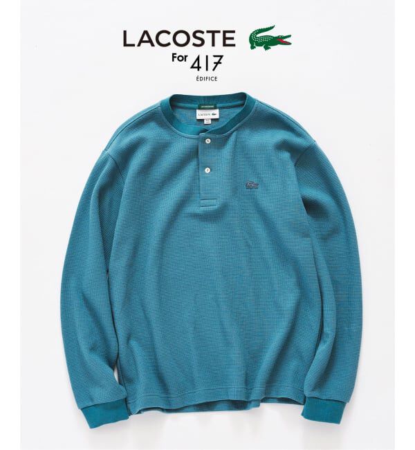 417 EDIFICE「LACOSTE &times; 417 ヘンリーネック ワッフルTシャツ」|Tシャツ・カットソー|ブルー A