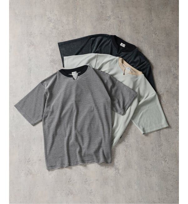 J.S.Homestead「J.S.Homestead / ベルベット ボーダー キー &times; ボート ネック Tシャツ」|Tシャツ・カットソー|