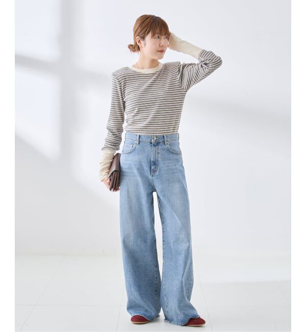 journal standard L'essage「《予約》Uhr/ウーア Rib Power Shoulder Tops トップス」|Tシャツ・カットソー|