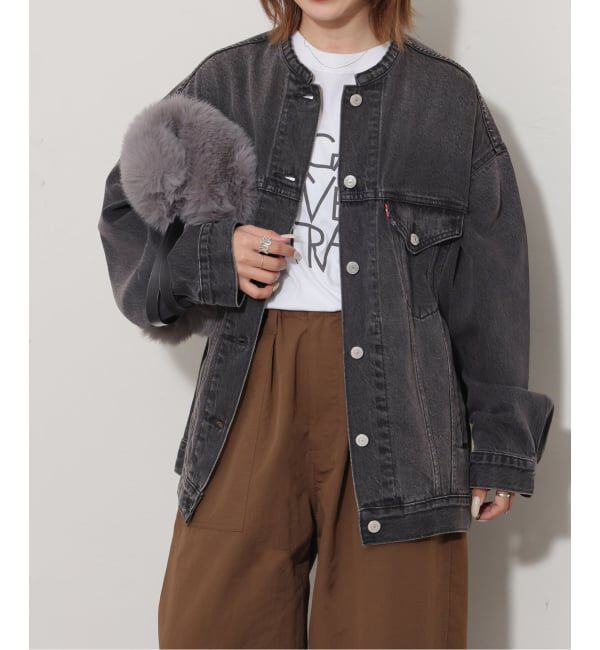 JOURNAL STANDARD relume「《予約》別注【LEVI&rsquo;S】COLLARLESS XL TRUCKER BK：デニムジャケット」|デニムジャケット|