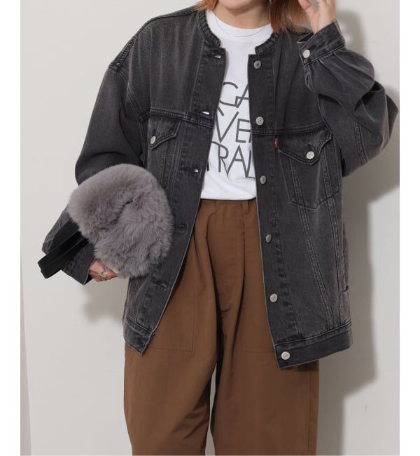 JOURNAL STANDARD relume「《予約》別注【LEVI&rsquo;S】COLLARLESS XL TRUCKER BK：デニムジャケット」|デニムジャケット|