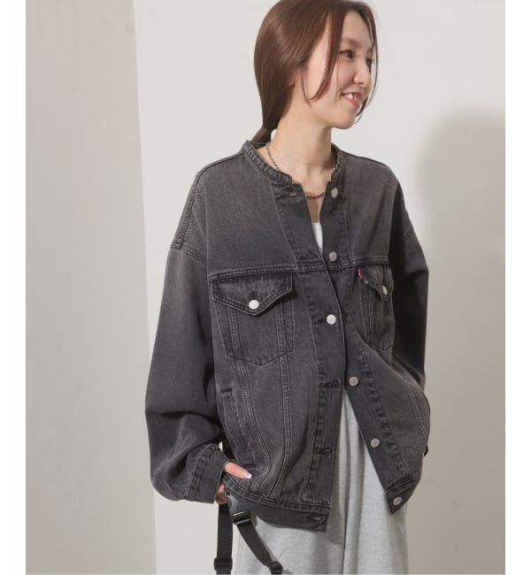 JOURNAL STANDARD relume「《予約》別注【LEVI&rsquo;S】COLLARLESS XL TRUCKER BK：デニムジャケット」|デニムジャケット|