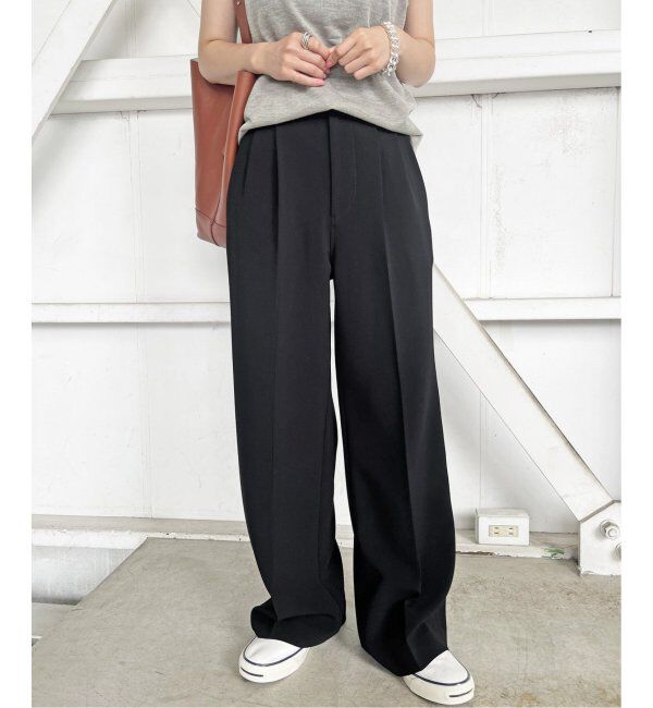 Spick and Span「ダブルクロスツータックパンツ」|スラックス|ブラック