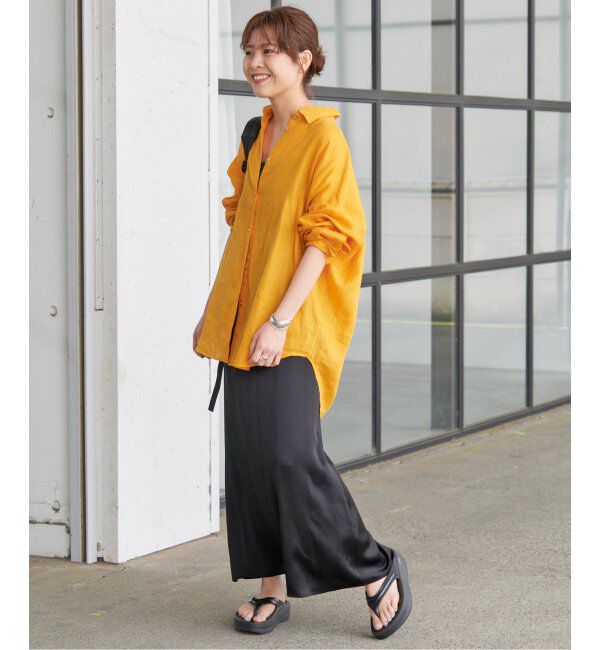 Spick and Span「≪追加≫80リネンカシュクールビッグシャツ」|シャツ・ブラウス|