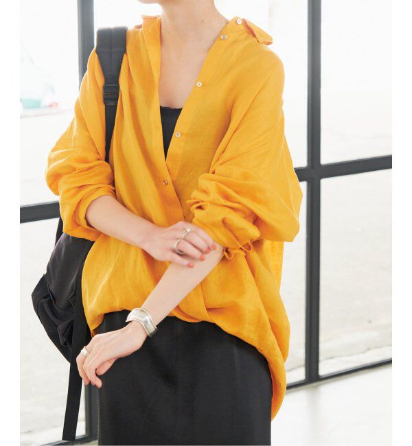 Spick and Span「≪追加≫80リネンカシュクールビッグシャツ」|シャツ・ブラウス|