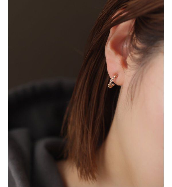 Lilas by Spick&Span「ブラウンダイヤフープピアス K10（両耳）」|ピアス|ゴールド