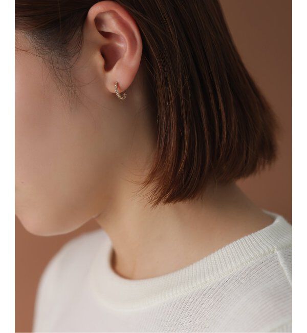 Lilas by Spick&Span「ブラウンダイヤフープピアス K10（両耳）」|ピアス|