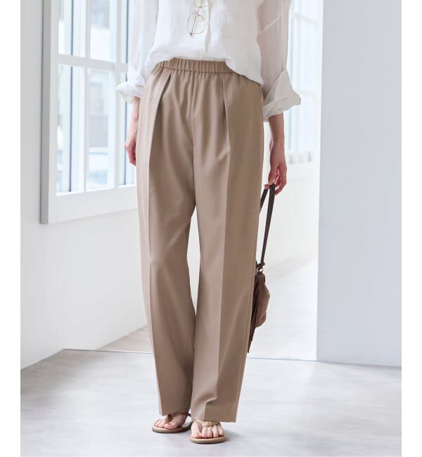U by SPICK&SPAN「リネンライクウォッシャブルパンツ」|スラックス|ブラウン