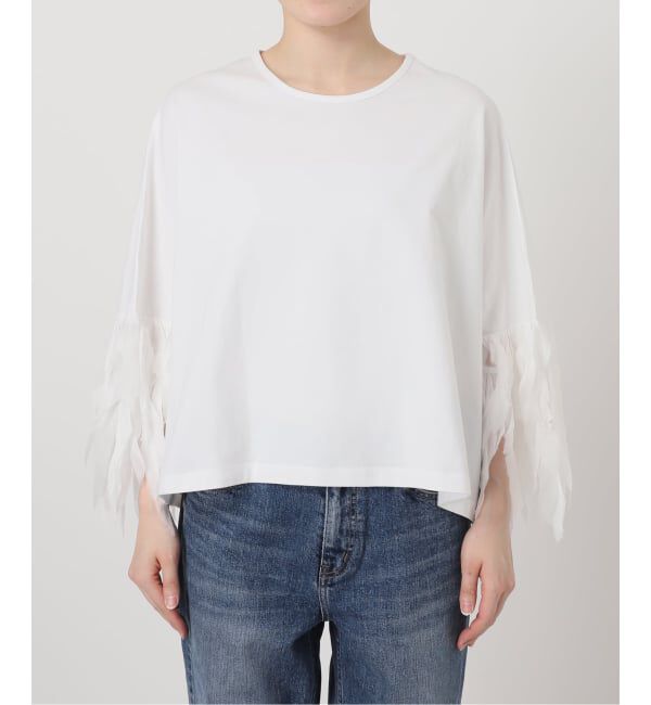 Spick and Span「AAYUSHI / アユーシ フェザーフリルカットソー」|Tシャツ・カットソー|