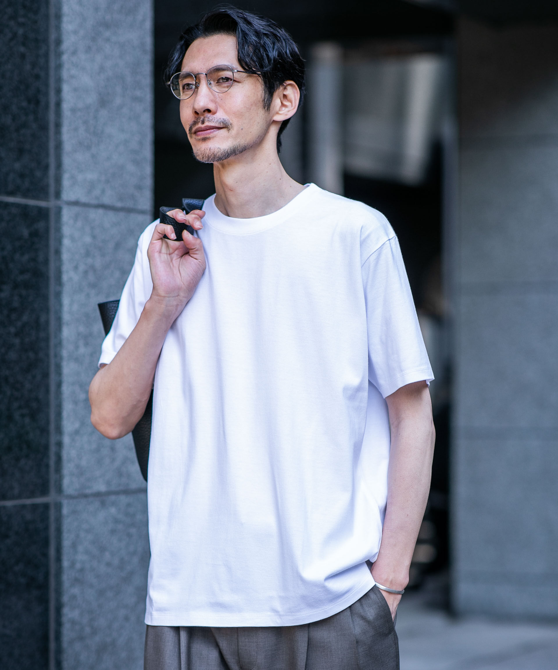 NANO universe「Anti Soaked(R) 汗染み防止 ライトウェイト 5.6oz ミドルシルエットTシャツ」|Tシャツ・カットソー|