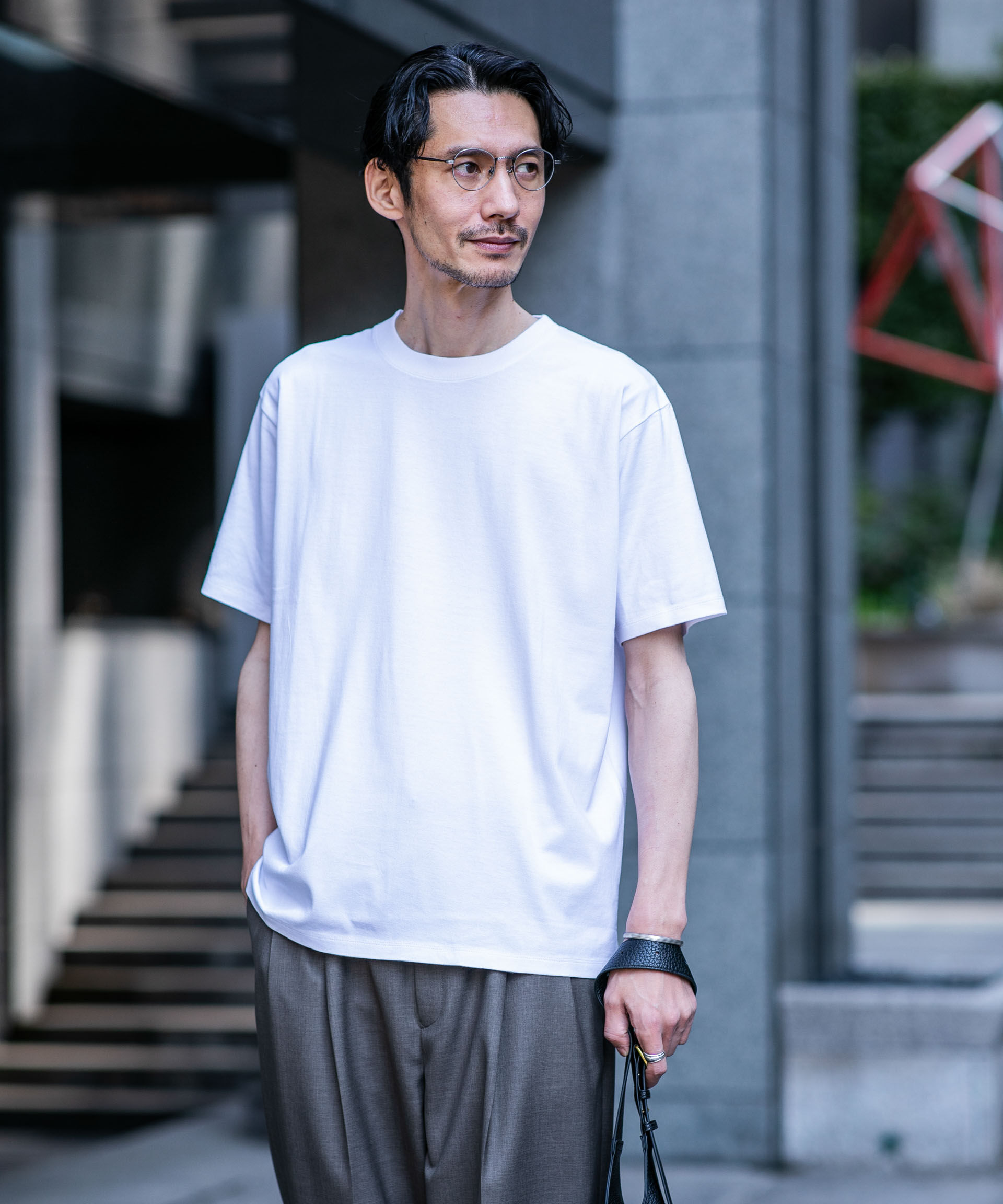 NANO universe「Anti Soaked(R) 汗染み防止 ライトウェイト 5.6oz ミドルシルエットTシャツ」|Tシャツ・カットソー|