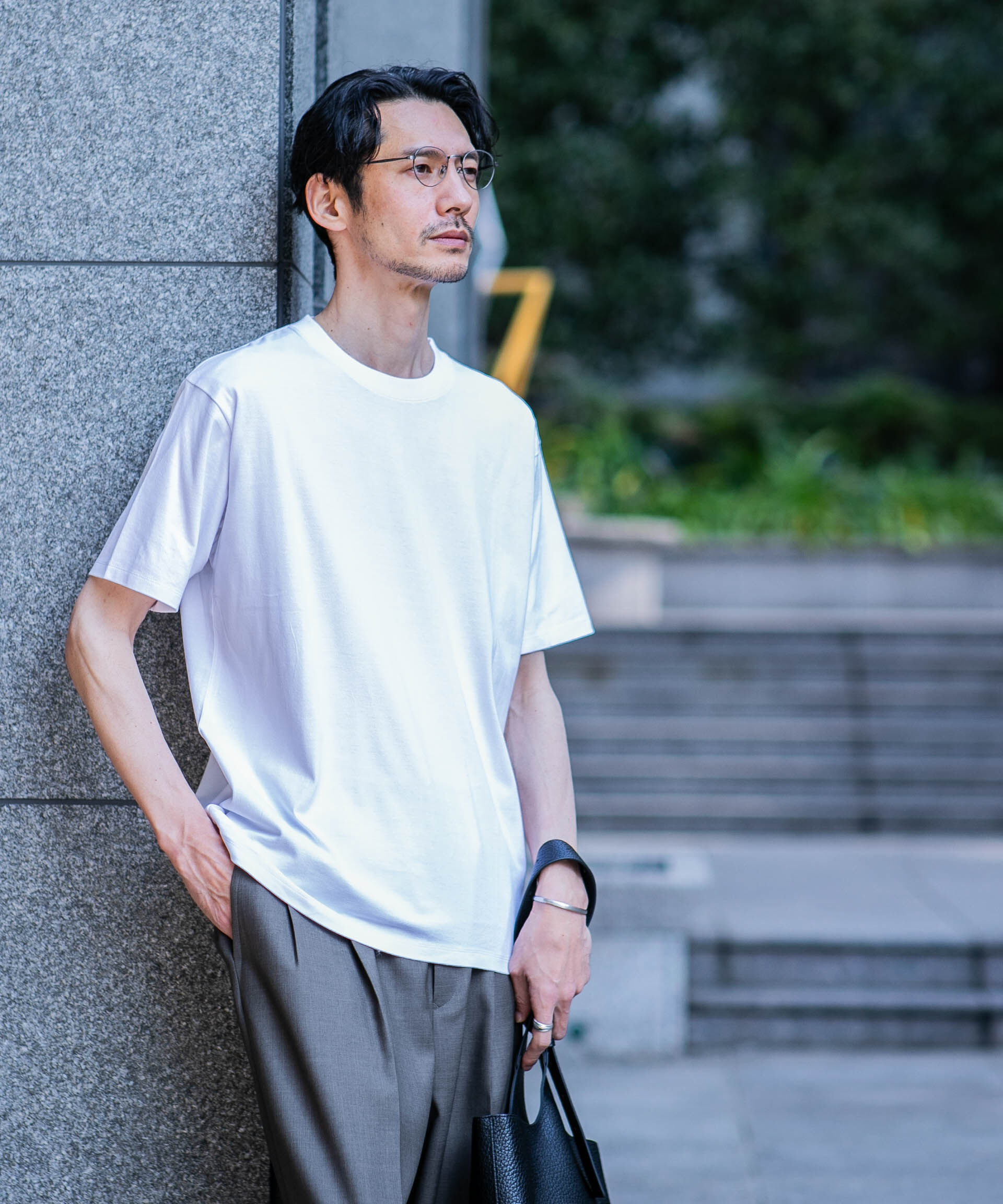 NANO universe「Anti Soaked(R) 汗染み防止 ライトウェイト 5.6oz ミドルシルエットTシャツ」|Tシャツ・カットソー|