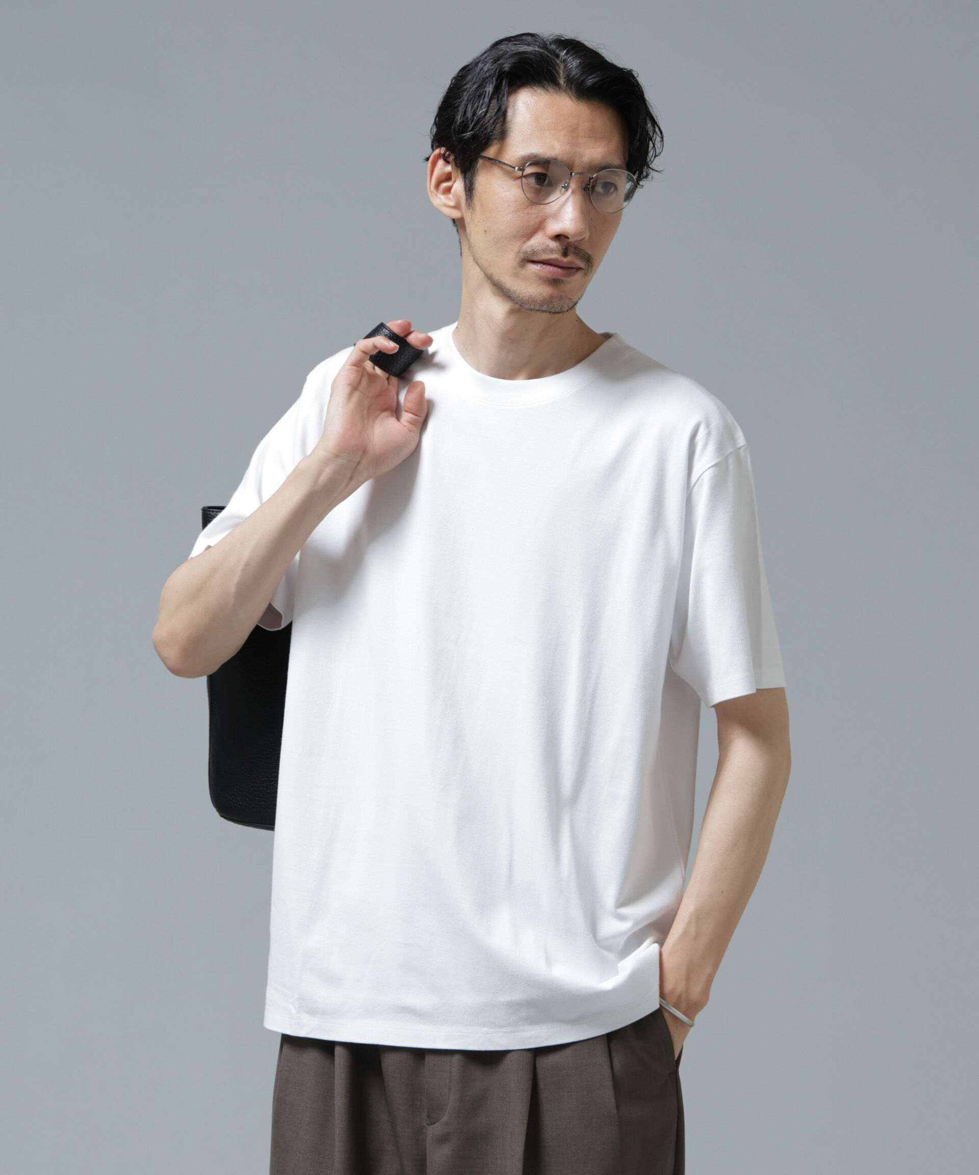 NANO universe「Anti Soaked(R) 汗染み防止 ライトウェイト 5.6oz ミドルシルエットTシャツ」|Tシャツ・カットソー|