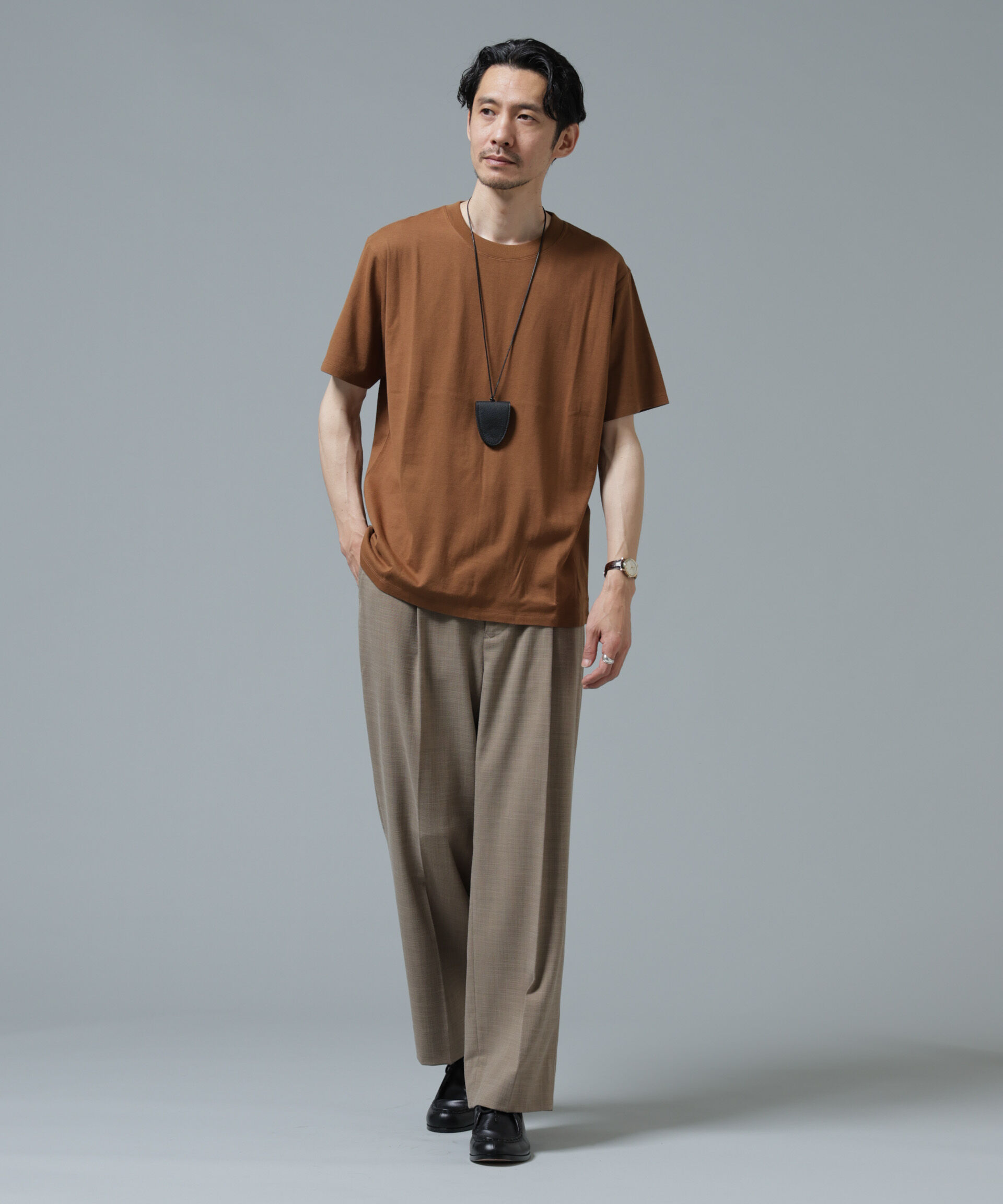 NANO universe「Anti Soaked(R) 汗染み防止 ライトウェイト 5.6oz ミドルシルエットTシャツ」|Tシャツ・カットソー|