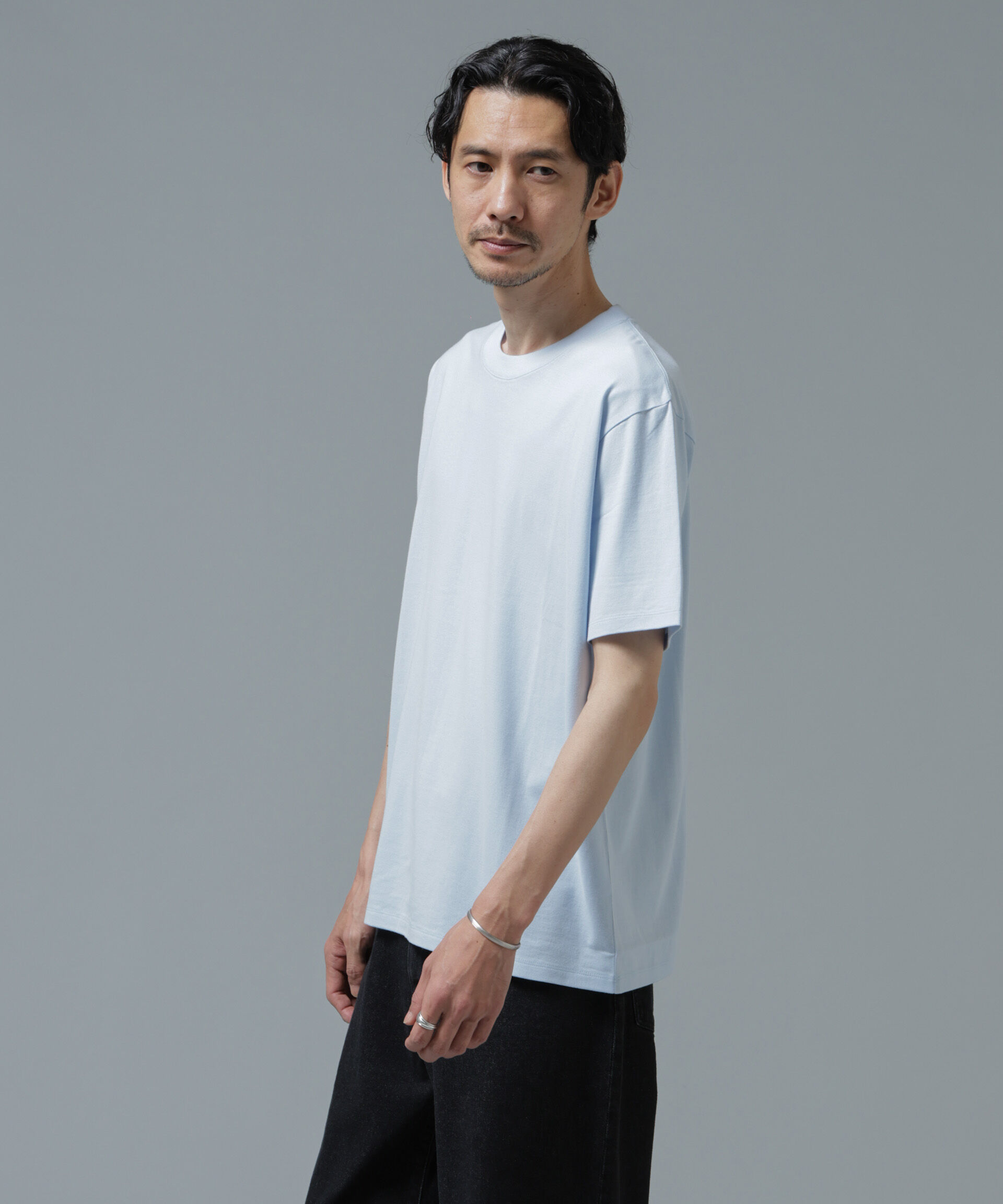 NANO universe「Anti Soaked(R) 汗染み防止 ライトウェイト 5.6oz ミドルシルエットTシャツ」|Tシャツ・カットソー|サックス5
