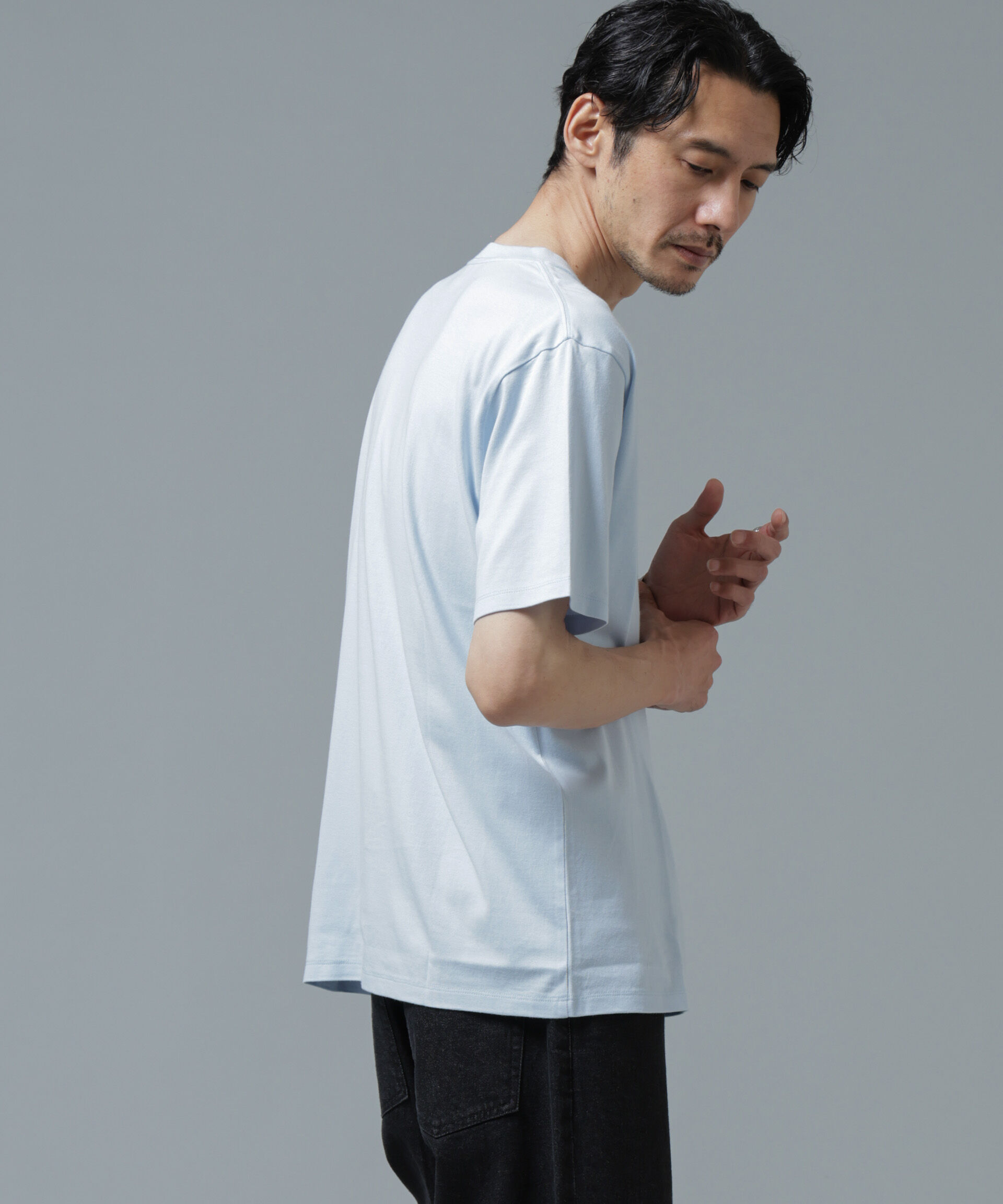 NANO universe「Anti Soaked(R) 汗染み防止 ライトウェイト 5.6oz ミドルシルエットTシャツ」|Tシャツ・カットソー|