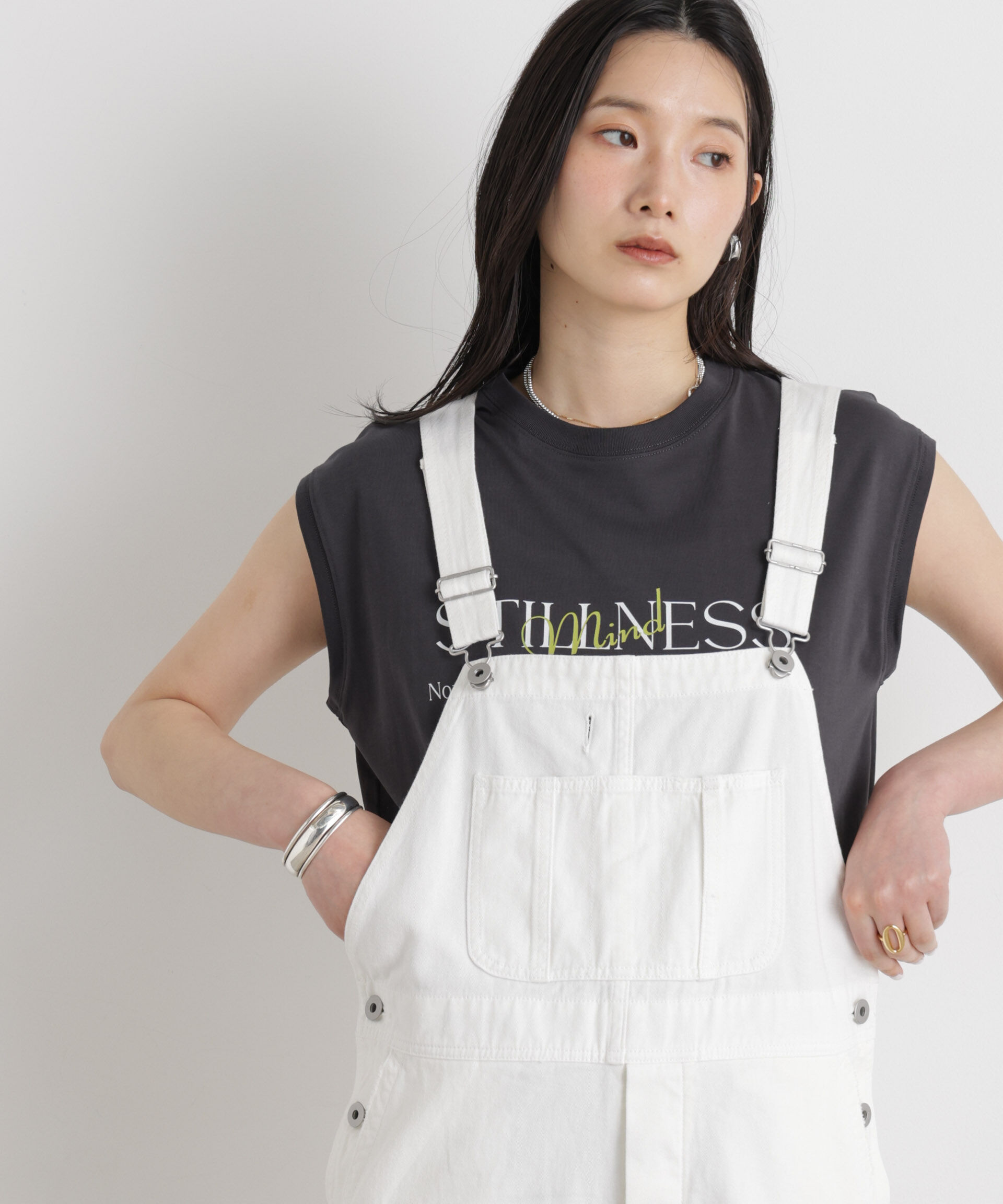 NANO universe「MINERALTEX(TM)ロゴプリントノースリーブTシャツ」|Tシャツ・カットソー|