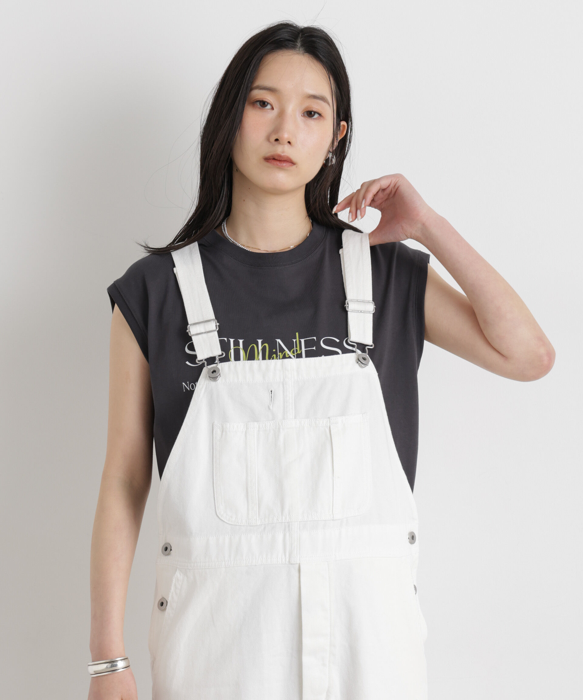 NANO universe「MINERALTEX(TM)ロゴプリントノースリーブTシャツ」|Tシャツ・カットソー|