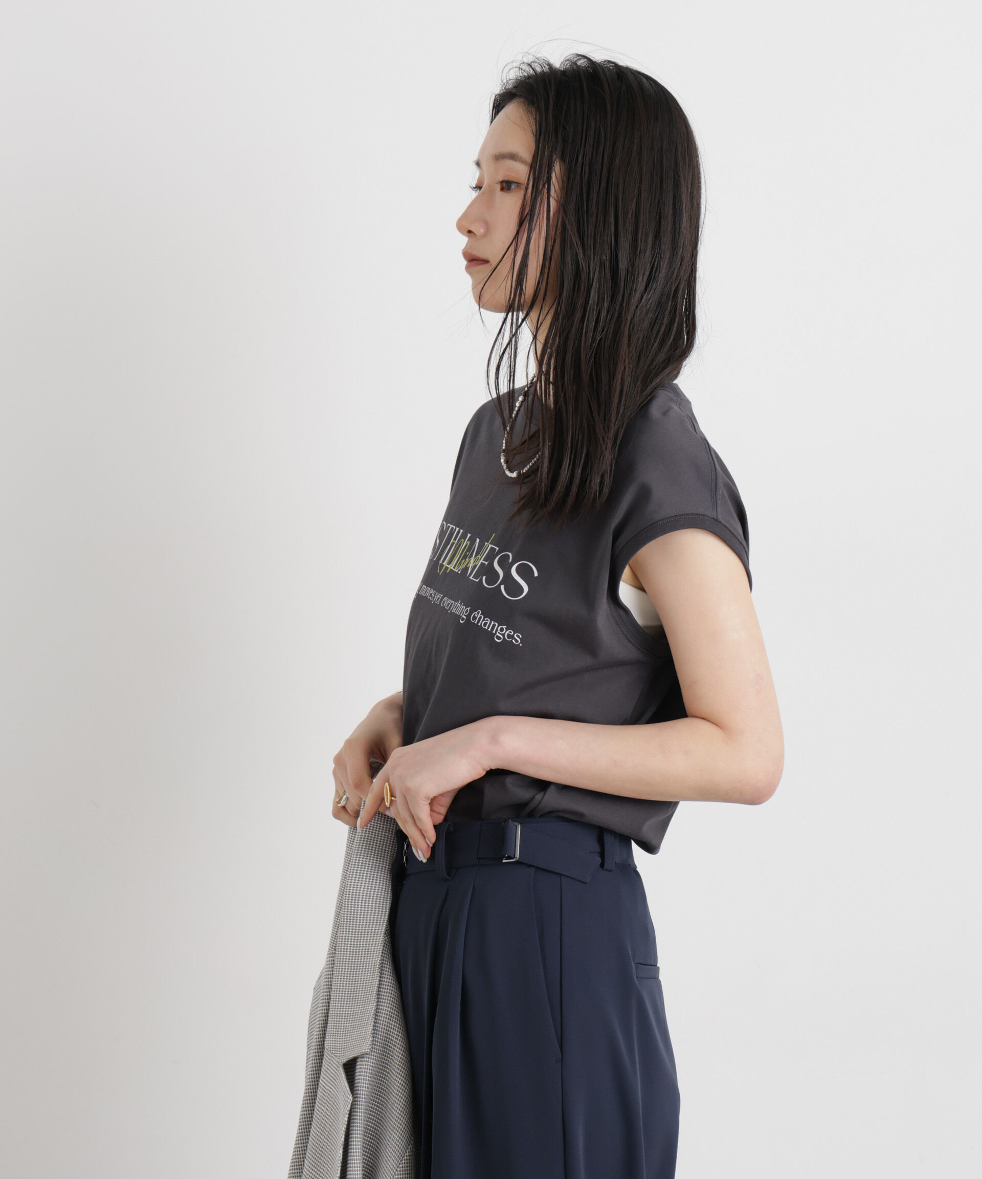 NANO universe「MINERALTEX(TM)ロゴプリントノースリーブTシャツ」|Tシャツ・カットソー|