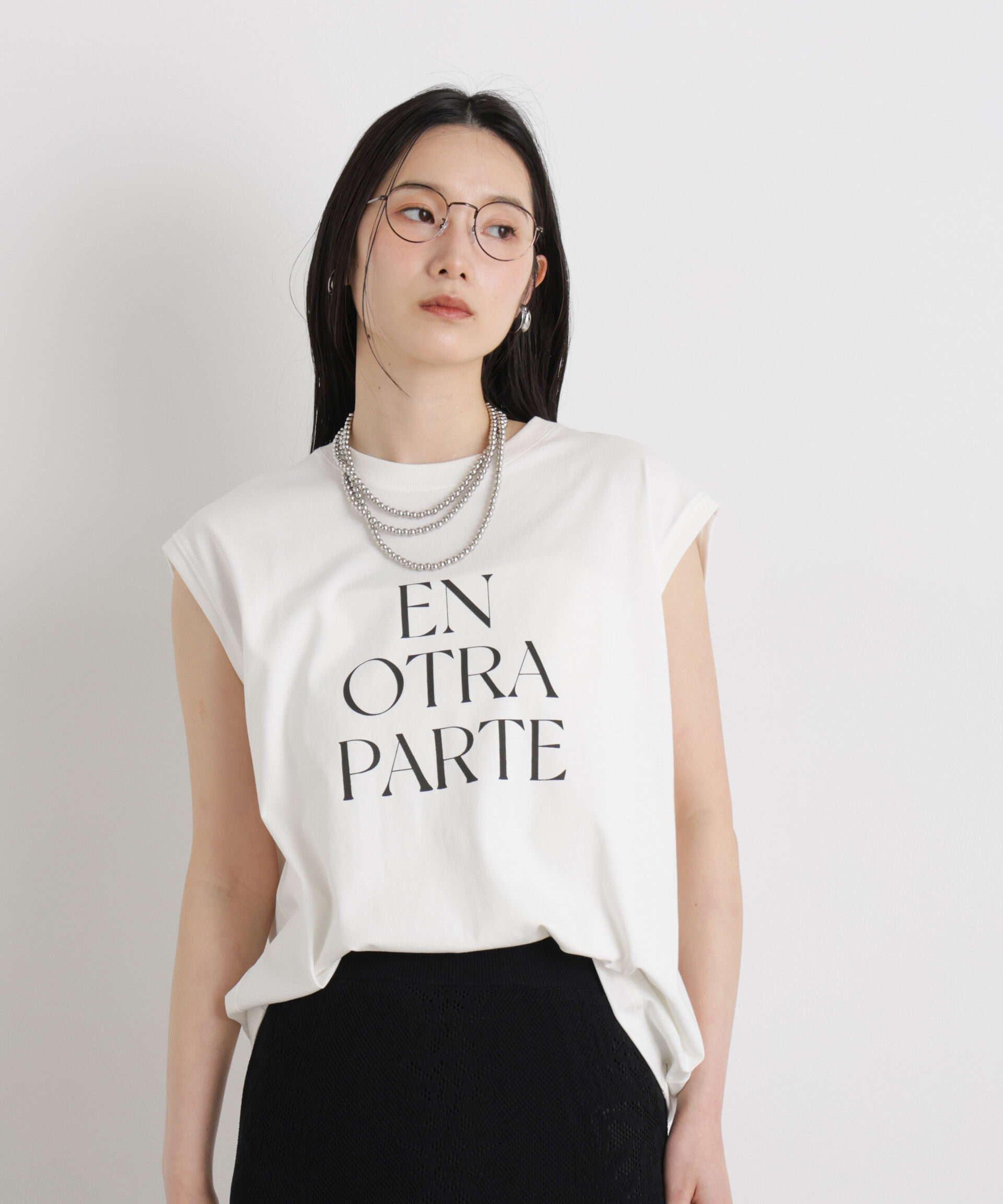 NANO universe「MINERALTEX(TM)ロゴプリントノースリーブTシャツ」|Tシャツ・カットソー|