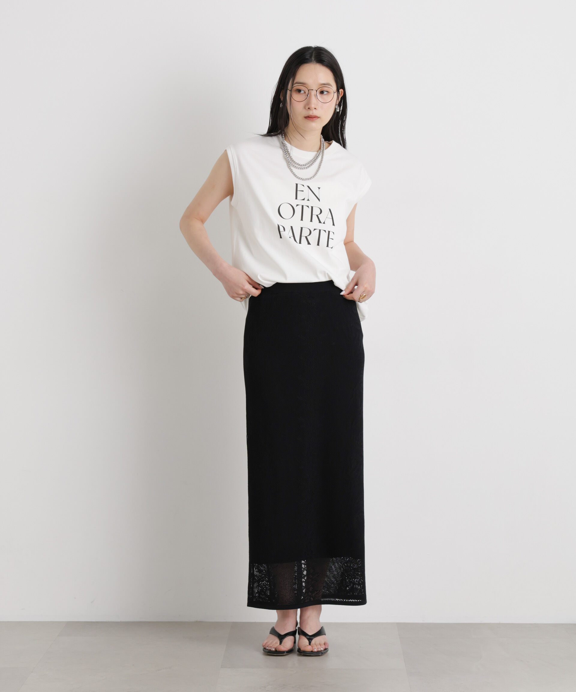 NANO universe「MINERALTEX(TM)ロゴプリントノースリーブTシャツ」|Tシャツ・カットソー|