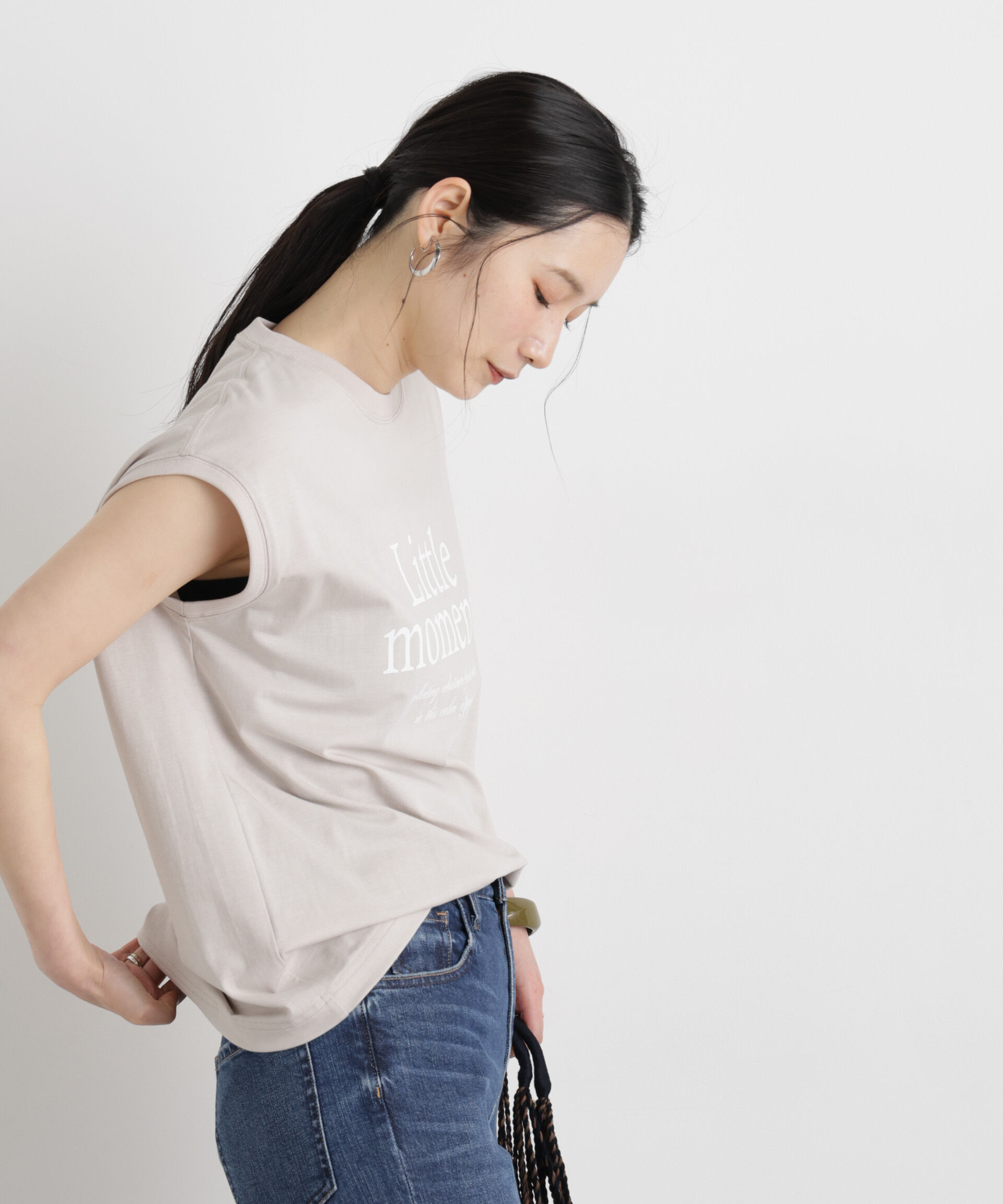 NANO universe「MINERALTEX(TM)ロゴプリントノースリーブTシャツ」|Tシャツ・カットソー|