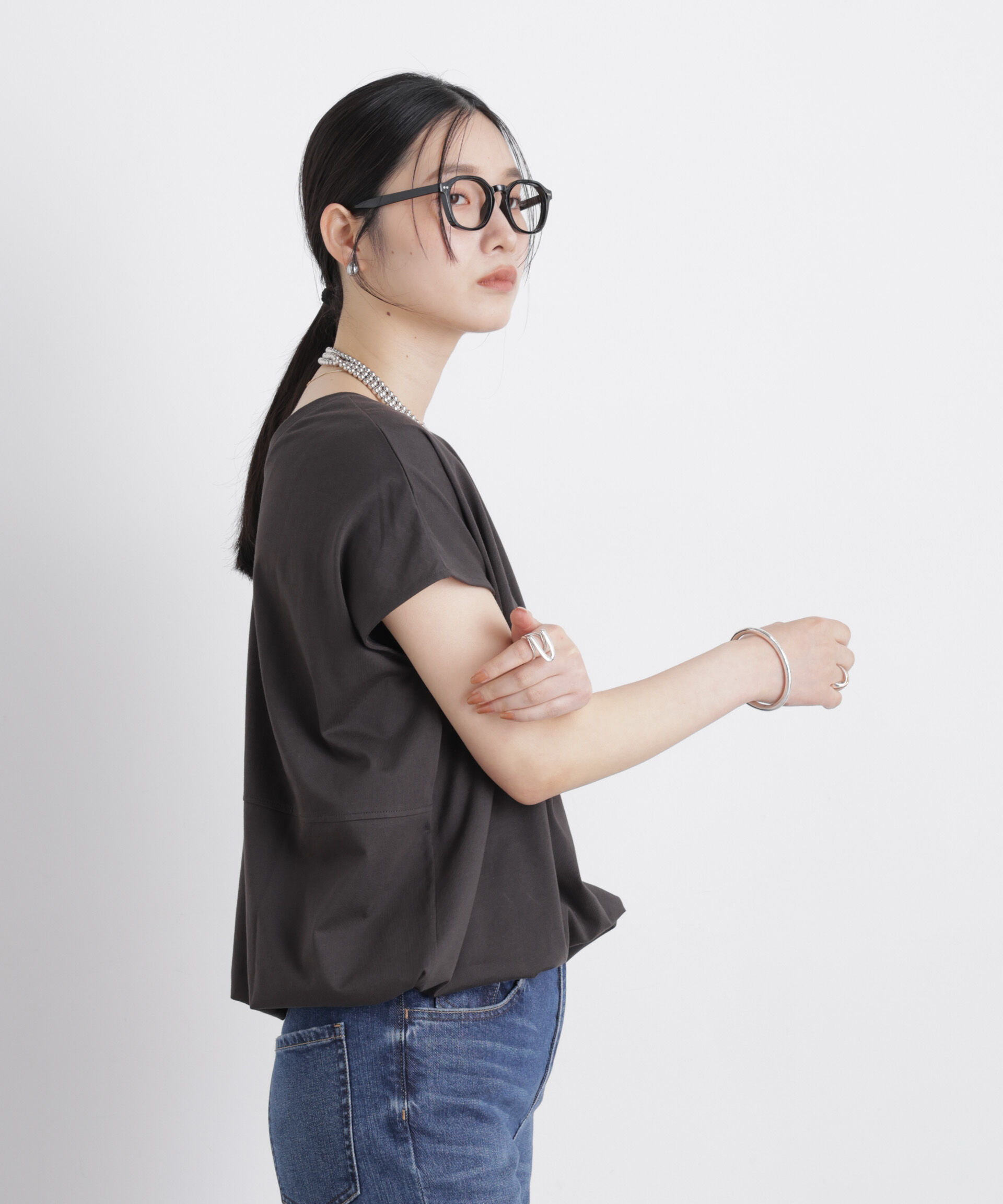 nano･universe「NANOFINE ドロストヘムカットトップス」|Tシャツ・カットソー|