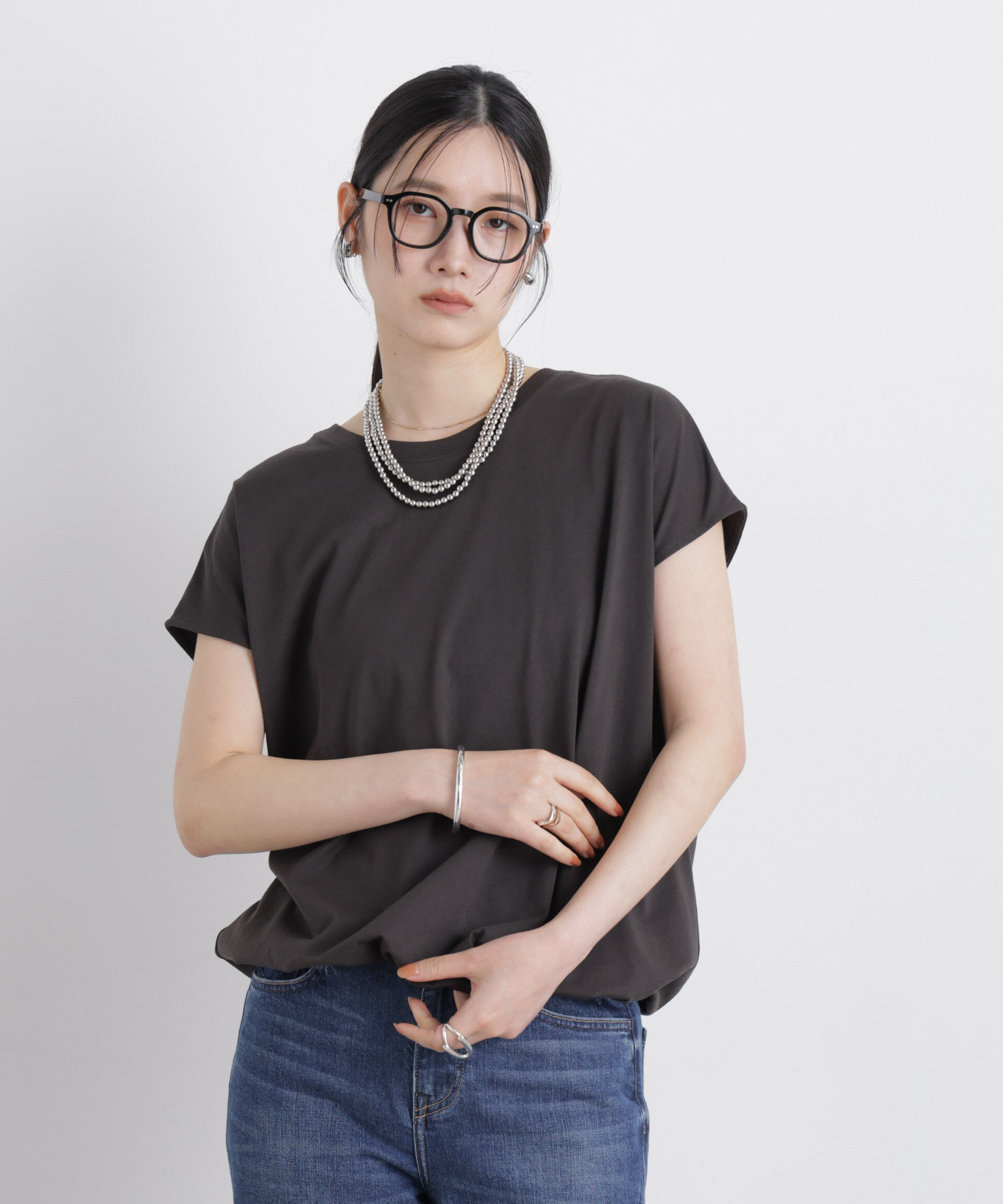 nano･universe「NANOFINE ドロストヘムカットトップス」|Tシャツ・カットソー|