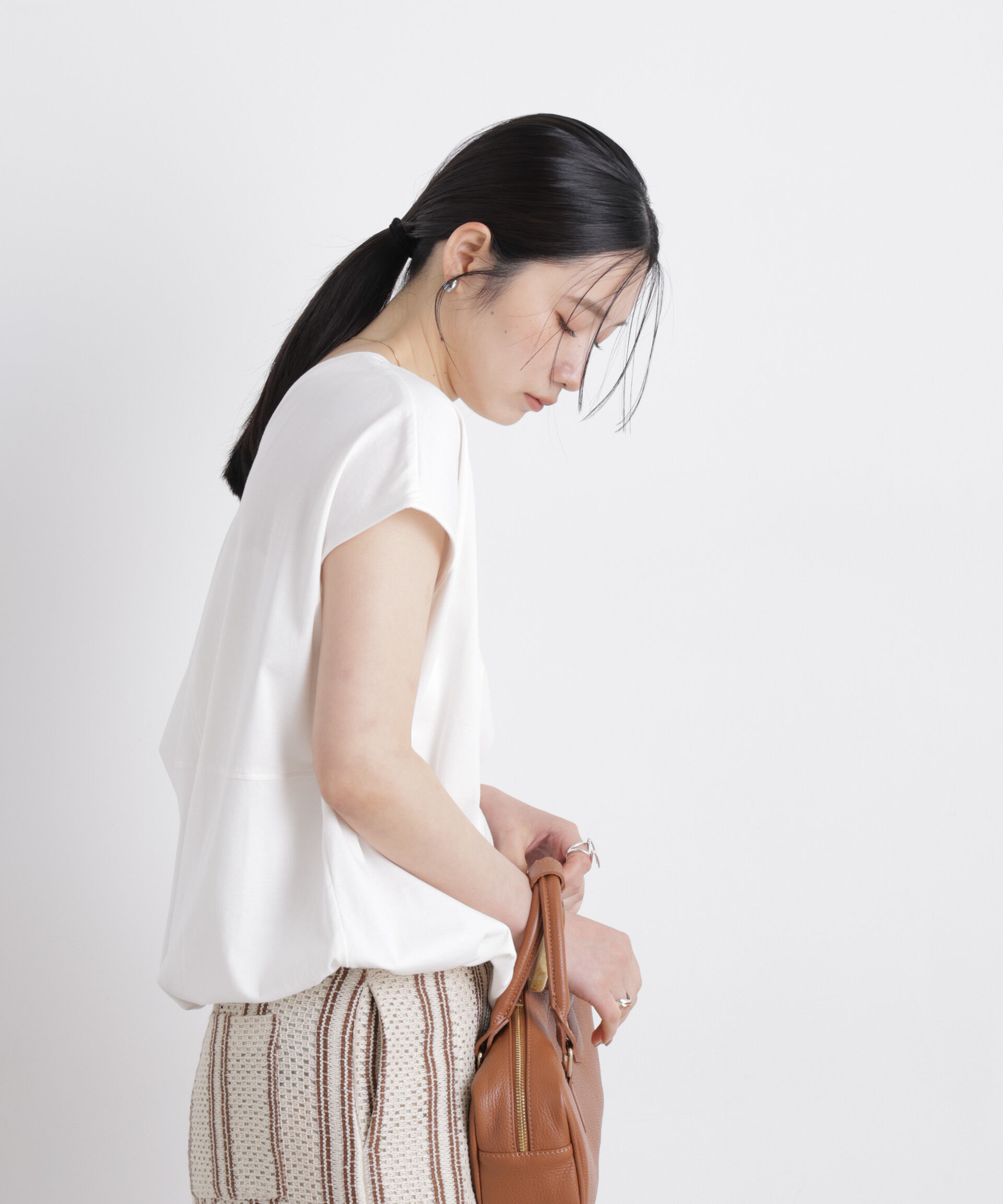 nano･universe「NANOFINE ドロストヘムカットトップス」|Tシャツ・カットソー|