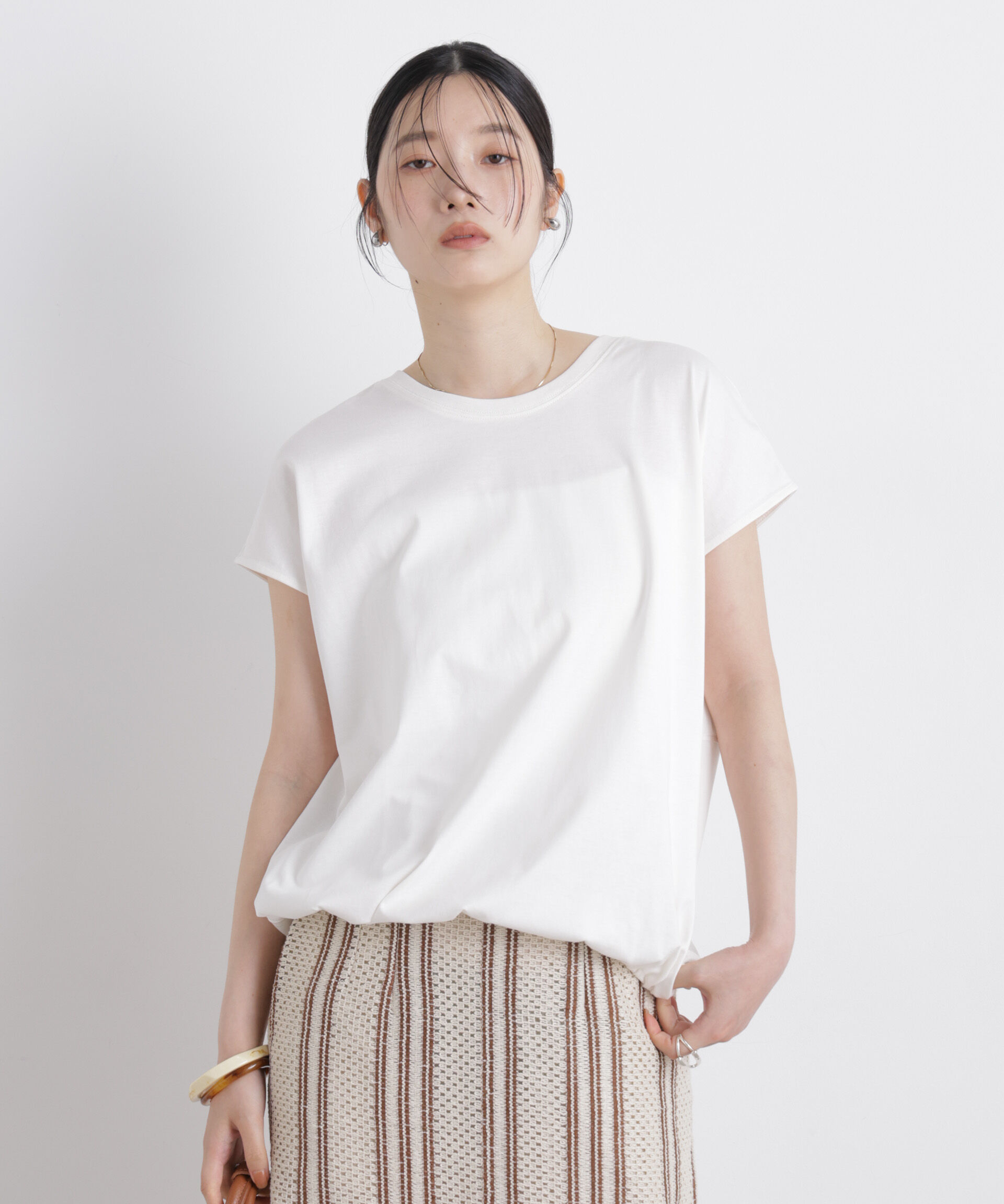nano･universe「NANOFINE ドロストヘムカットトップス」|Tシャツ・カットソー|