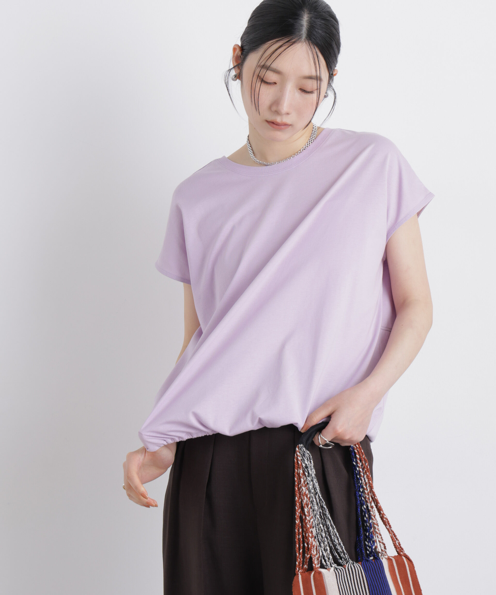 nano･universe「NANOFINE ドロストヘムカットトップス」|Tシャツ・カットソー|