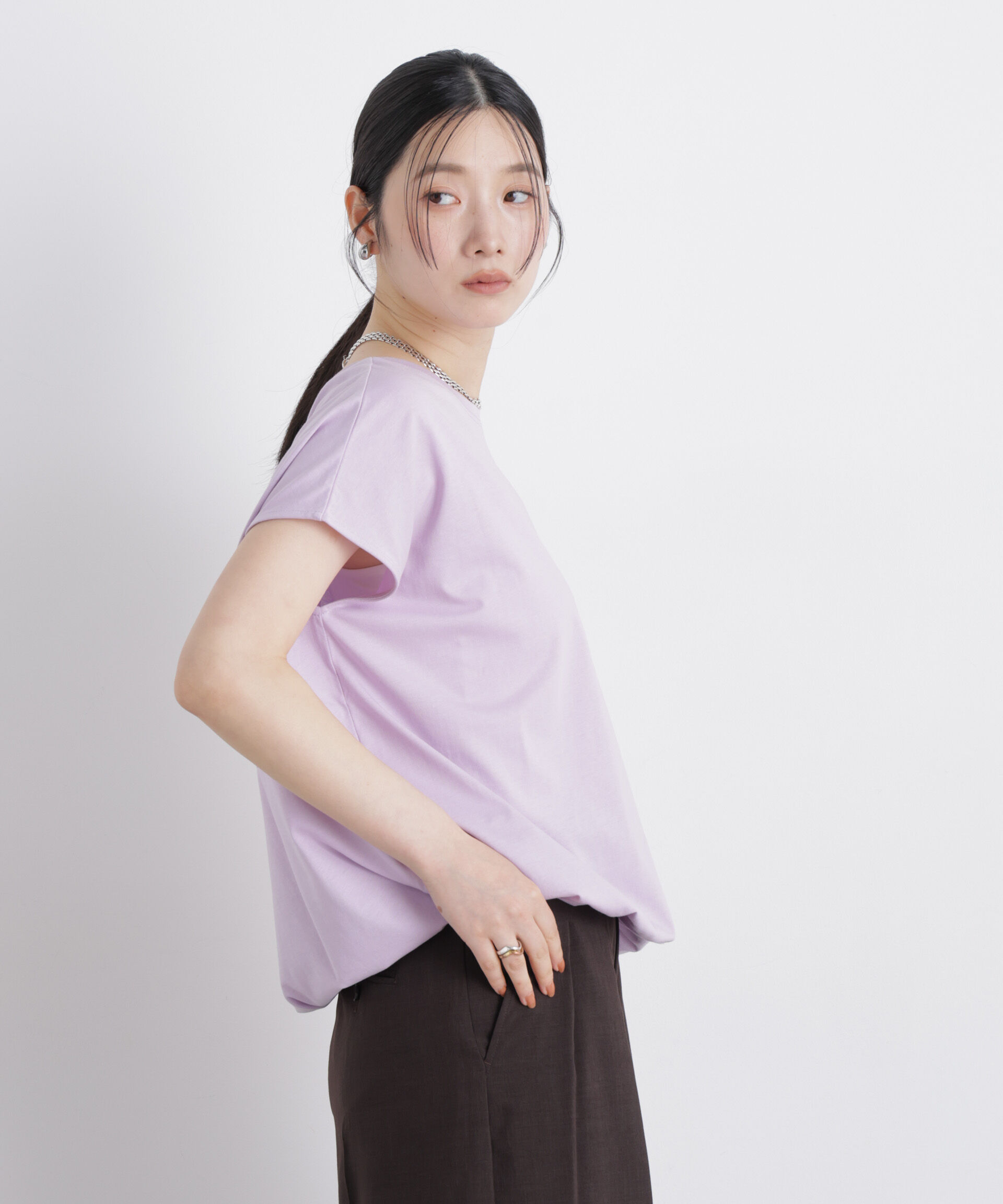 nano･universe「NANOFINE ドロストヘムカットトップス」|Tシャツ・カットソー|