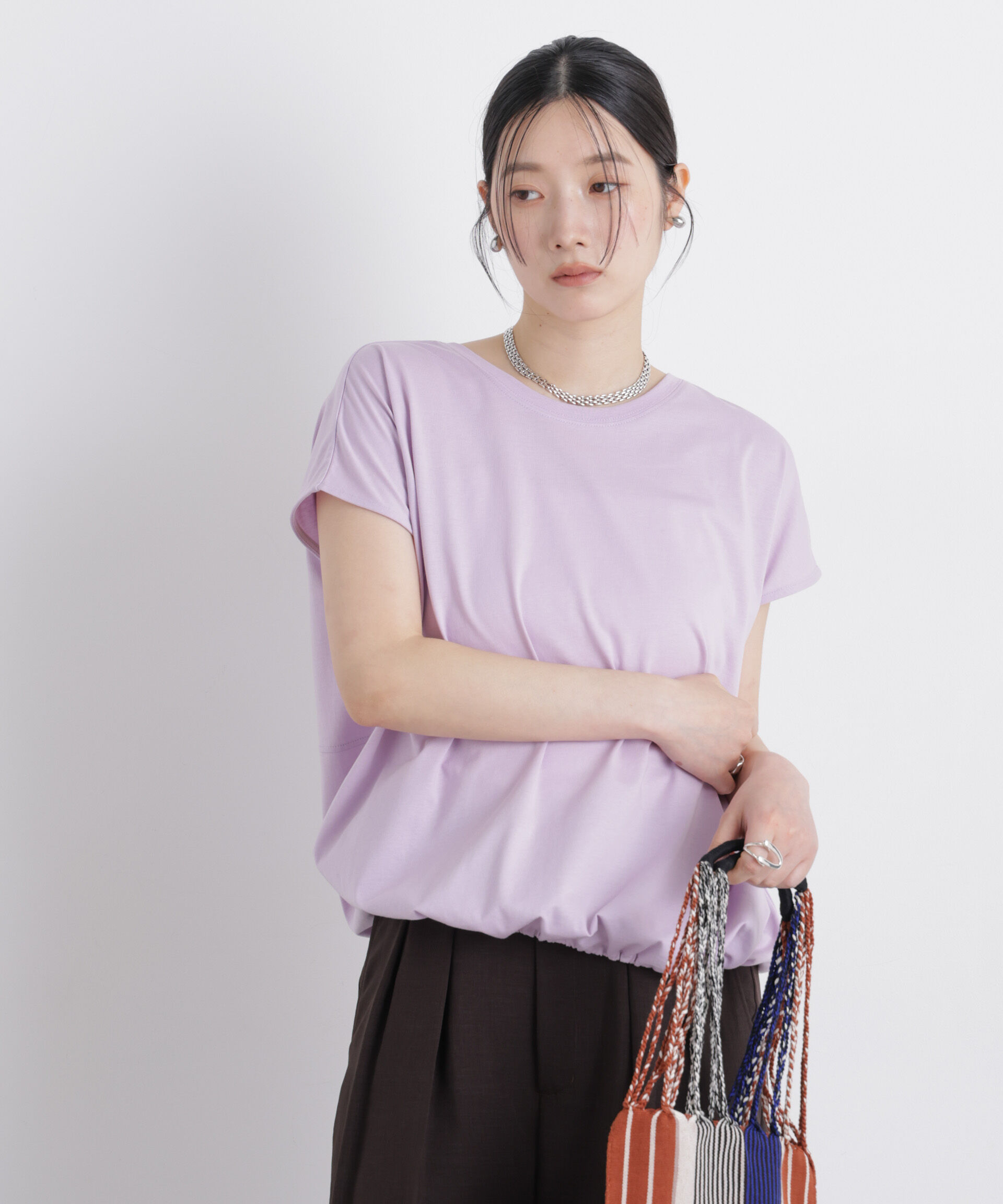 nano･universe「NANOFINE ドロストヘムカットトップス」|Tシャツ・カットソー|
